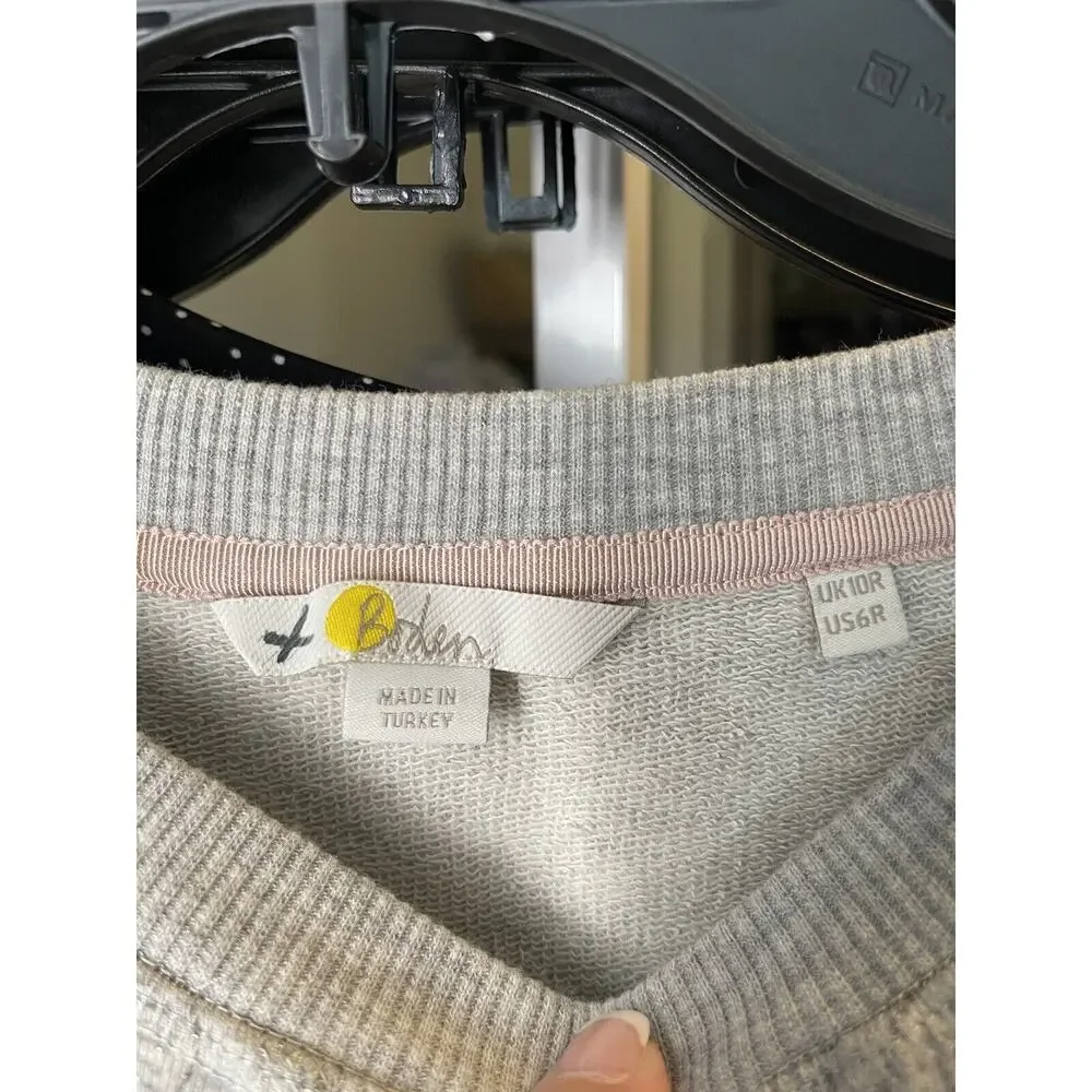 Boden Women's Gray Hannah Glitter Leaf Print Sweatshirt Dress Size 6 - Picture 4 of 5